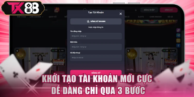 Khởi tạo tài khoản mới cực dễ dàng chỉ qua 3 bước