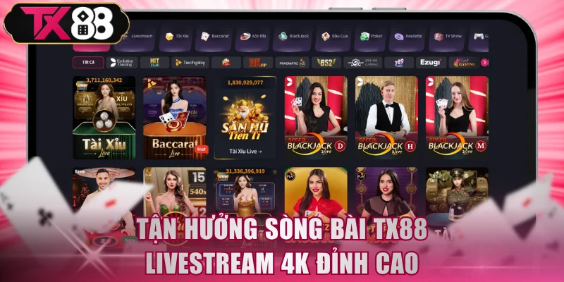 Tận hưởng sòng bài TX88 livestream 4K đỉnh cao